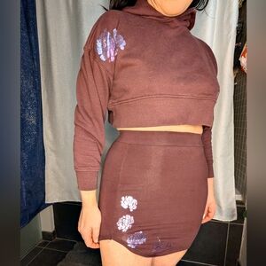 Custom Cropped Hoodie And Skirt Set One Of A Kind